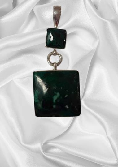 Sterling Silver Double Diopside Stone Pendant